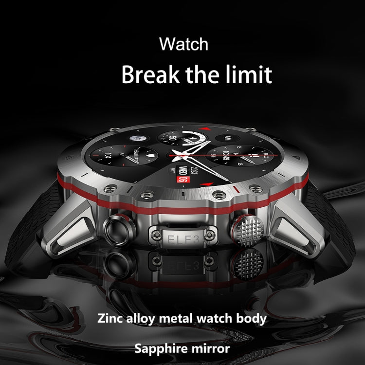 ELF3 1.39 inch TFT Round Screen Outdoor Silicone Strap Smart Watch Supports Blood Oxygen Monitoring(Black)