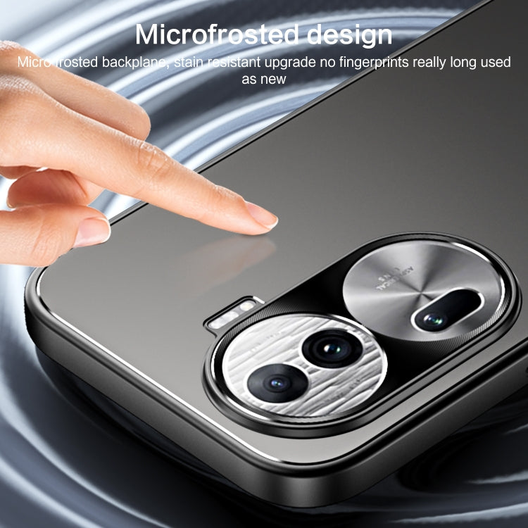 For OPPO Reno11 Pro Global R-JUST RJ-61 Electroplating Frosted TPU + PC Phone Case with Holder(Silver)