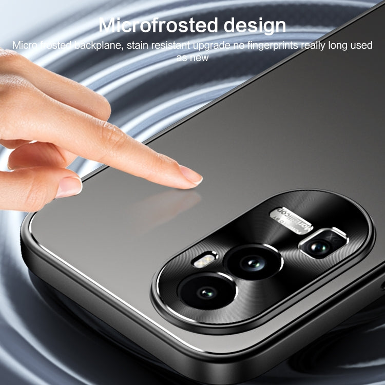 For OPPO Reno10 / Reno10 Pro Global R-JUST RJ-61 Electroplating Frosted TPU + PC Phone Case with Holder(Grey)