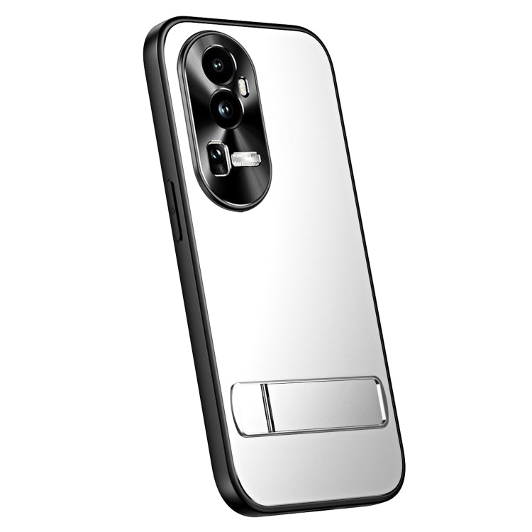 Pour OPPO Reno10 Pro+ Global R-JUST RJ-61 Coque de téléphone en TPU dépoli galvanisé + PC avec support (argent)
