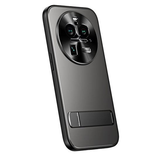 For OPPO Find X6 Pro R-JUST RJ-61 Electroplating Frosted TPU + PC Phone Case with Holder(Grey)