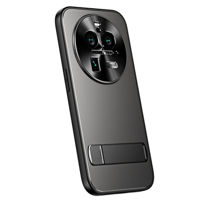 Pour OPPO Find X6 R-JUST RJ-61 Coque de téléphone en TPU dépoli galvanisé + PC avec support (gris)
