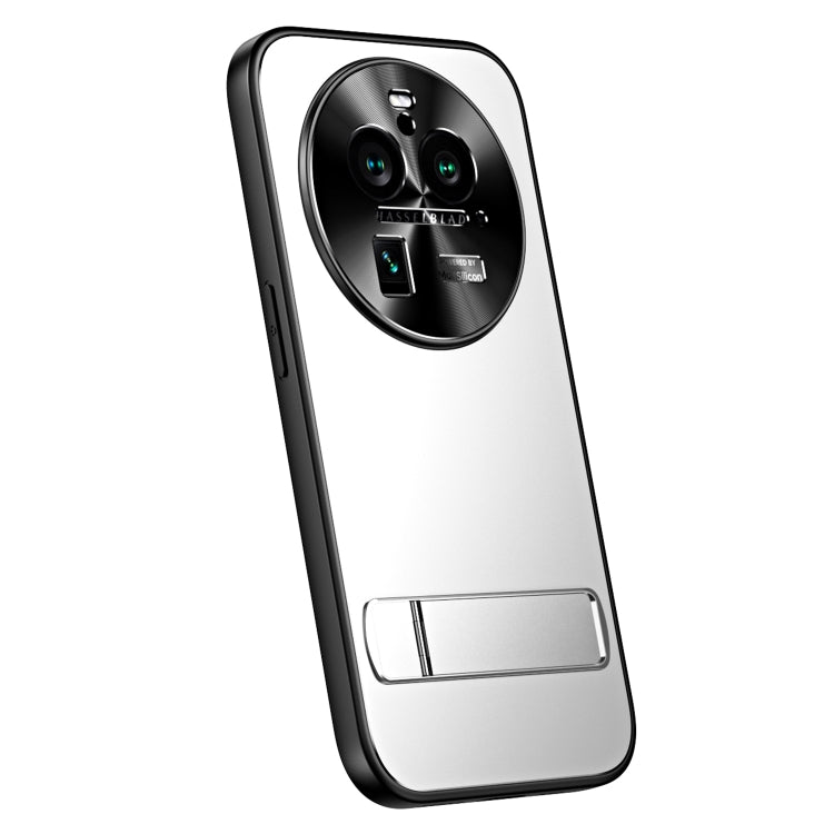 Pour OPPO Find X6 R-JUST RJ-61 Coque de téléphone en TPU dépoli galvanisé + PC avec support (argent)