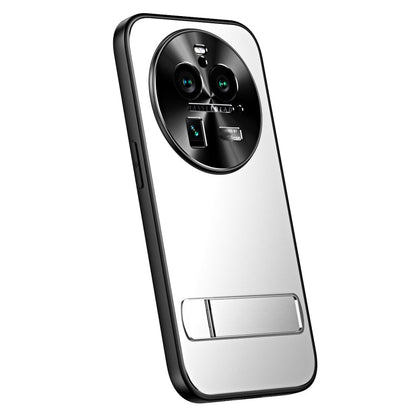 Pour OPPO Find X6 R-JUST RJ-61 Coque de téléphone en TPU dépoli galvanisé + PC avec support (argent)