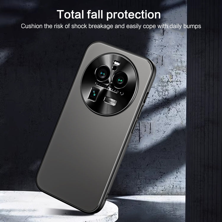 Pour OPPO Find X6 R-JUST RJ-61 Coque de téléphone en TPU dépoli galvanisé + PC avec support (argent)