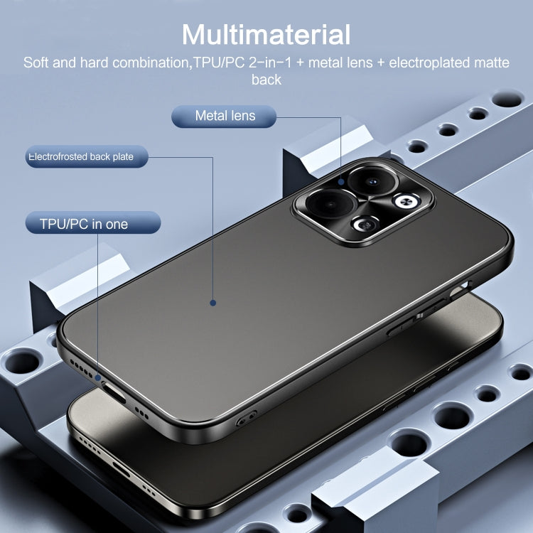 For OPPO Reno9 Pro+ R-JUST RJ-61 Electroplating Frosted TPU + PC Phone Case with Holder(Grey)