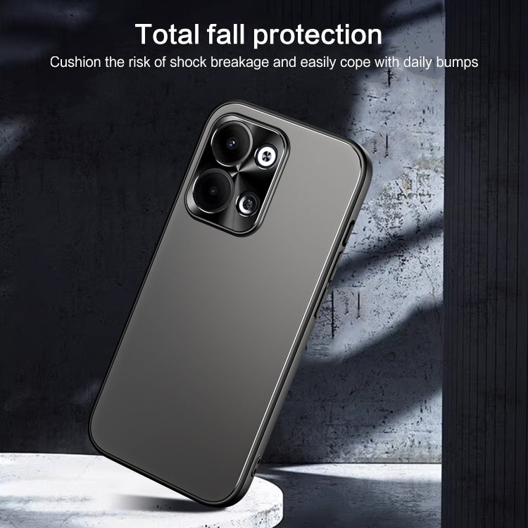 For OPPO Reno9 Pro+ R-JUST RJ-61 Electroplating Frosted TPU + PC Phone Case with Holder(Pink)