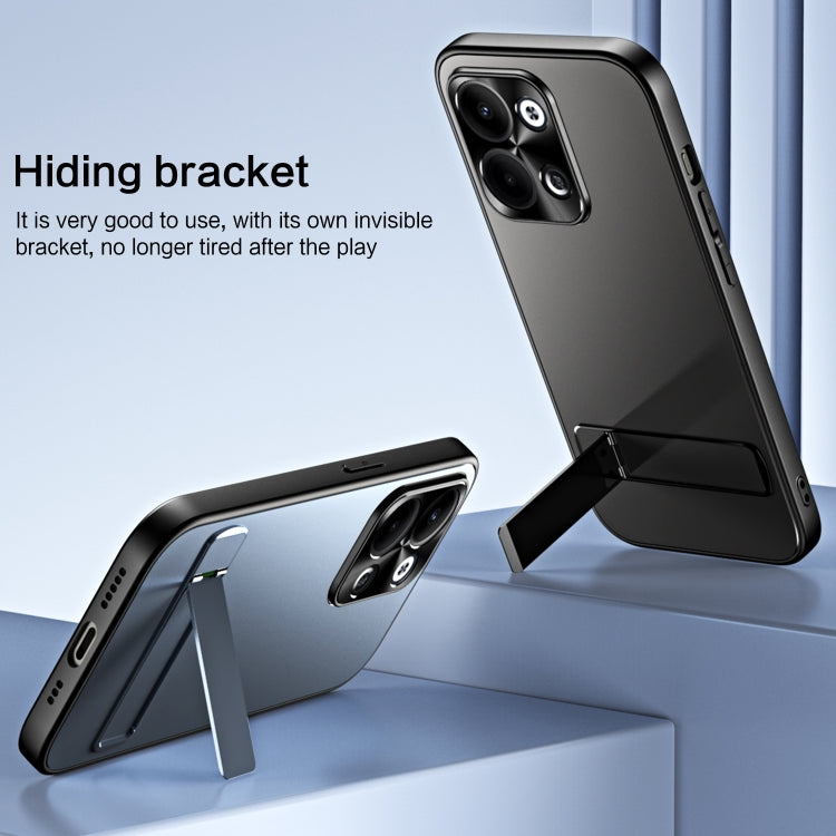 For OPPO Reno9 Pro+ R-JUST RJ-61 Electroplating Frosted TPU + PC Phone Case with Holder(Pink)