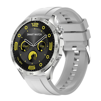 Montre intelligente ronde LEMFO HK4 avec écran AMOLED de 1,43 pouce et appels Bluetooth (Argent)