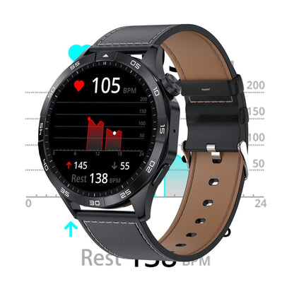 Montre intelligente ronde LEMFO HK4 avec écran AMOLED de 1,43 pouce et appels Bluetooth (Argent)