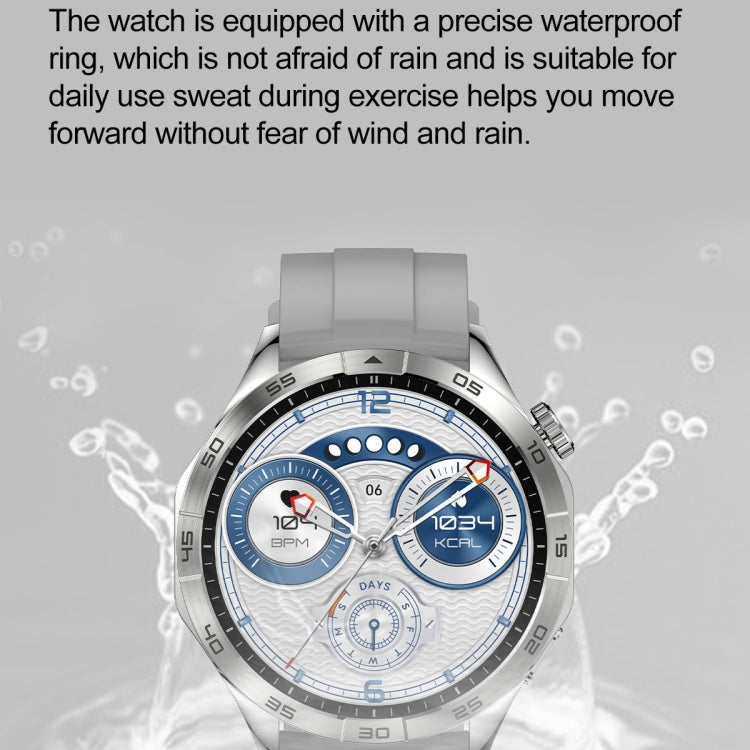 Montre intelligente ronde LEMFO HK4 avec écran AMOLED de 1,43 pouce et appels Bluetooth (Argent)