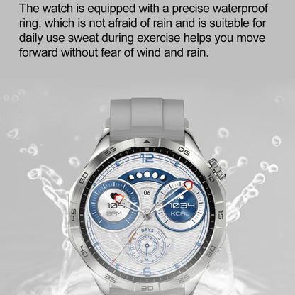 Montre intelligente ronde LEMFO HK4 avec écran AMOLED de 1,43 pouce et appels Bluetooth (Argent)