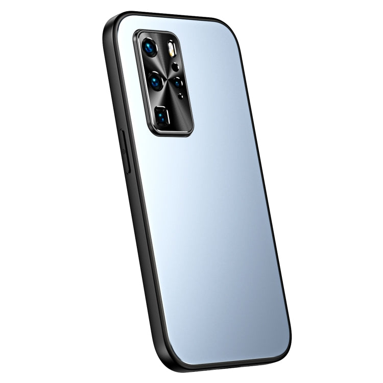 Pour Huawei P40 Pro R-JUST RJ-61 Coque de Téléphone en TPU Givré Électroplaqué + PC (Bleu)
