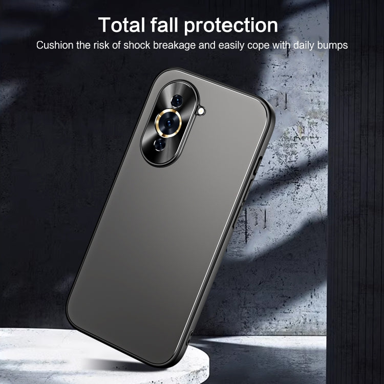 Pour Huawei nova 10 Pro R-JUST RJ-61 Coque de téléphone en TPU dépoli électroplaqué + PC (Bleu)
