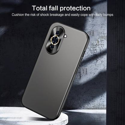 Pour Huawei nova 10 Pro R-JUST RJ-61 Coque de téléphone en TPU dépoli électroplaqué + PC (Bleu)