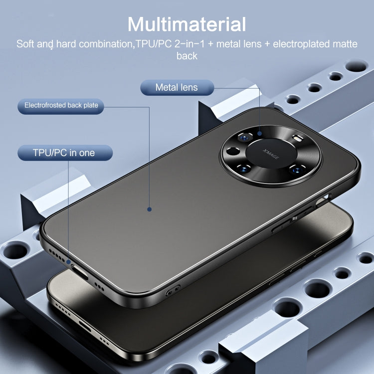 For Huawei Mate 60 Pro R-JUST RJ-61 Electroplating Frosted TPU + PC Phone Case with Holder(Grey)