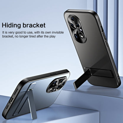 Pour Huawei P50 Pro R-JUST RJ-61 Coque de téléphone en TPU givré galvanisé + PC avec support (argent)