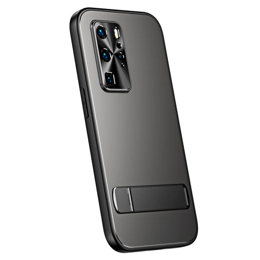 Pour Huawei P40 R-JUST RJ-61 Coque de Téléphone en TPU Givré Électroplaqué + PC avec Support (Gris)