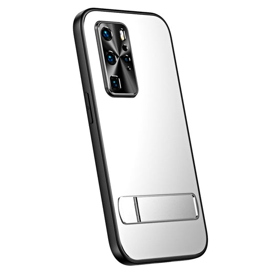 Pour Huawei P40 R-JUST RJ-61 Coque de téléphone en TPU dépoli galvanisé + PC avec support (argent)