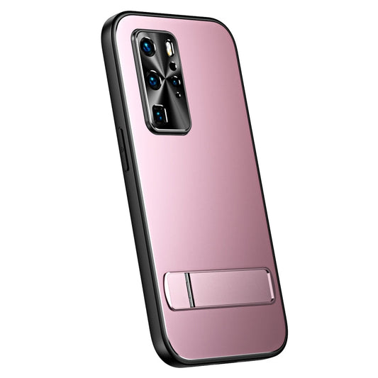 Pour Huawei P40 R-JUST RJ-61 Coque de téléphone en TPU dépoli galvanisé + PC avec support (rose)
