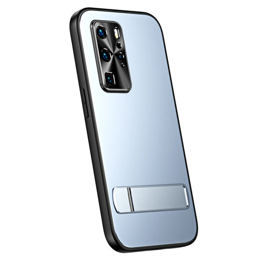 Pour Huawei P40 Étui de téléphone R-JUST RJ-61 en TPU dépoli galvanisé + PC avec support (Bleu)