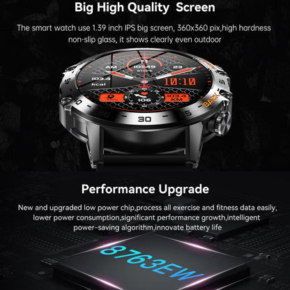 K52 1.39 inch IPS Square Screen Smart Watch Supports Bluetooth Calls(Black)