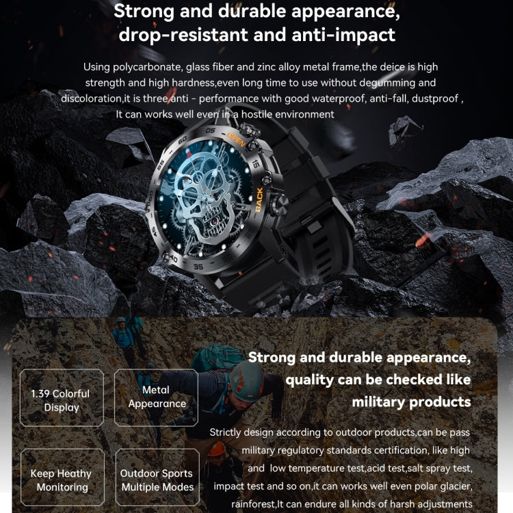 K52 1.39 inch IPS Square Screen Smart Watch Supports Bluetooth Calls(Black)