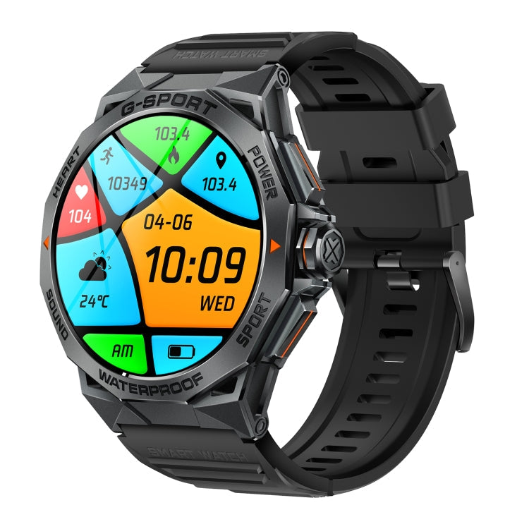K62 Montre connectée à écran rond AMOLED de 1,43 pouce prenant en charge les appels Bluetooth (noir)