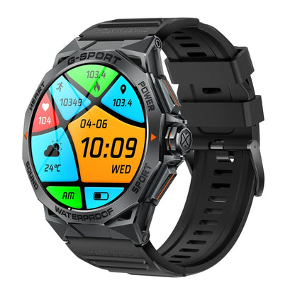 K62 Montre connectée à écran rond AMOLED de 1,43 pouce prenant en charge les appels Bluetooth (noir)