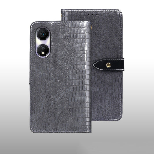 Étui de Téléphone en Cuir Texture Crocodile For Honor Play 40 idewei (Gris)