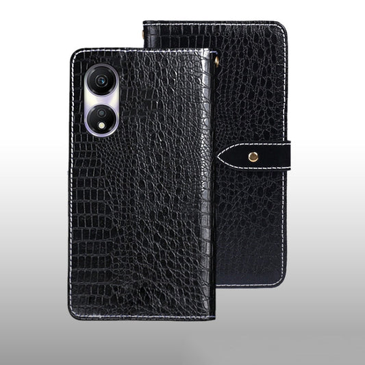 Coque de téléphone en cuir texturé crocodile idewei pour Honor Play 40 (noir)