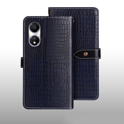For Honor Play 40 idewei Crocodile Texture Leather Phone Case(Dark Blue)