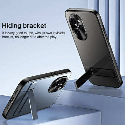 For Honor 100 Pro R-JUST RJ-61 Electroplating Frosted TPU + PC Phone Case with Holder(Grey)