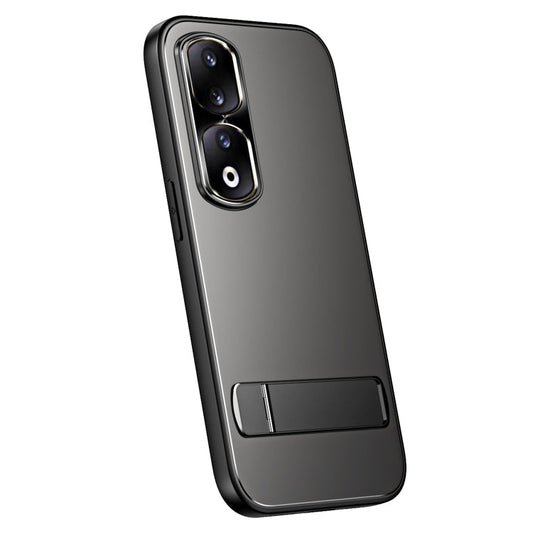 For Honor 90 Pro R-JUST RJ-61 Electroplating Frosted TPU + PC Phone Case with Holder(Grey)