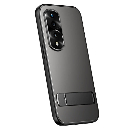 For Honor 70 R-JUST RJ-61 Electroplating Frosted TPU + PC Phone Case with Holder(Grey)