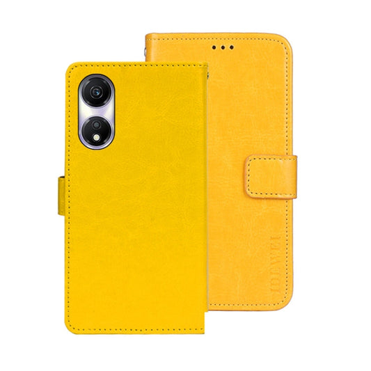 Étui de téléphone en cuir texturé Crazy Horse de For Honor Play 40 idewei avec support (jaune)