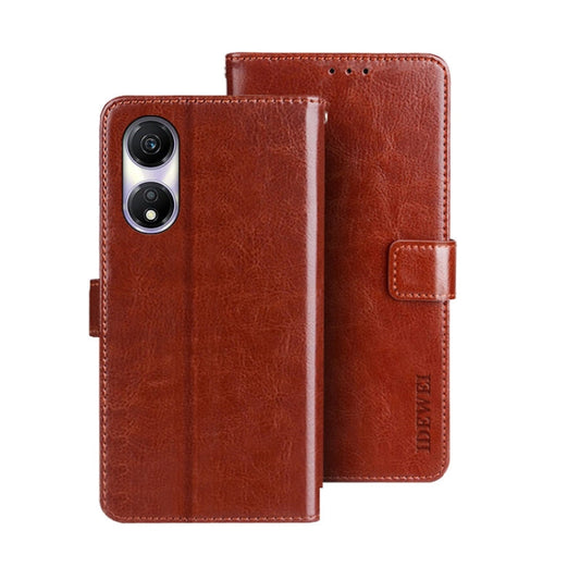 Pour la coque de téléphone en cuir texturé Crazy Horse For Honor Play 40 idewei avec support (marron)
