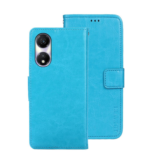 Pour Honor Play 40, étui de téléphone en cuir texturé Crazy Horse idewei avec support (bleu ciel)