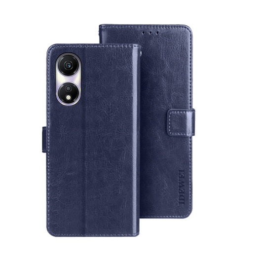 Étui de téléphone en cuir texturé Crazy Horse idewei pour Honor Play 40 avec support (bleu)
