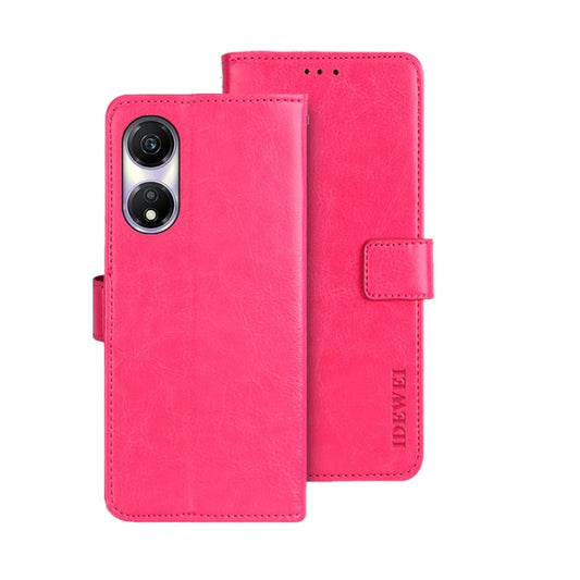Coque de téléphone en cuir texturé cheval fou For Honor Play 40 idewei avec support (rose rouge)