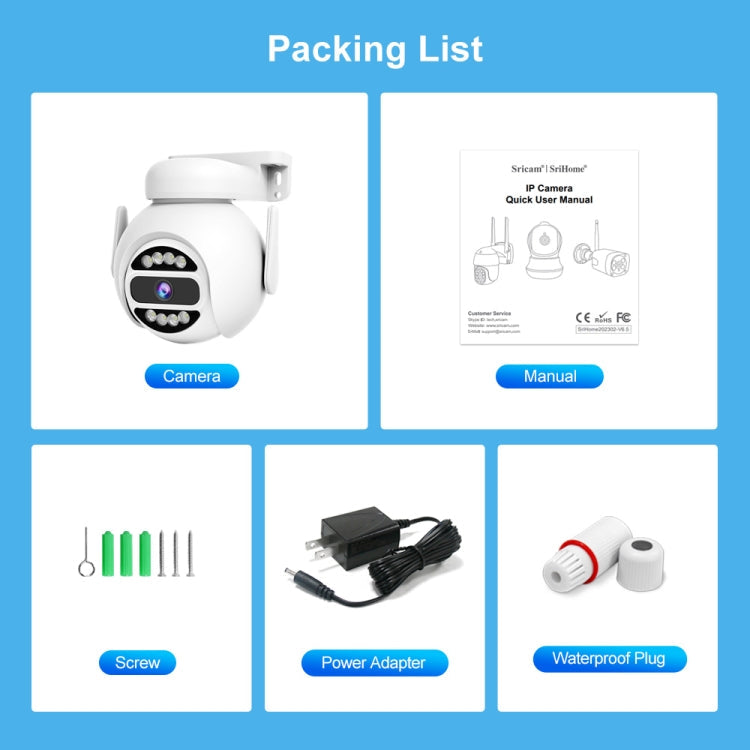 SriHome SH047 4MP IP66 Waterproof Motion Detection Night Vision WiFi HD Camera(AU Plug)