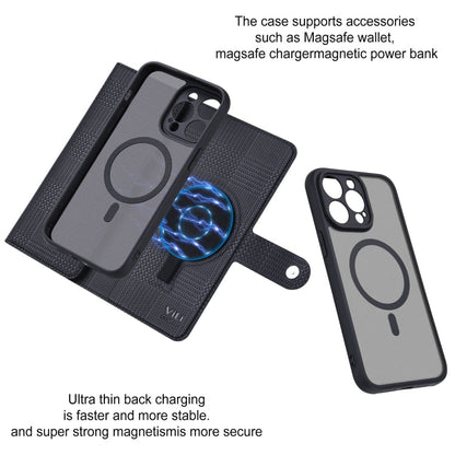 For iPhone 12 Pro Max ViLi GHA Series Shockproof MagSafe RFID Leather Attraction Horizontal Flip Phone Case(Black)