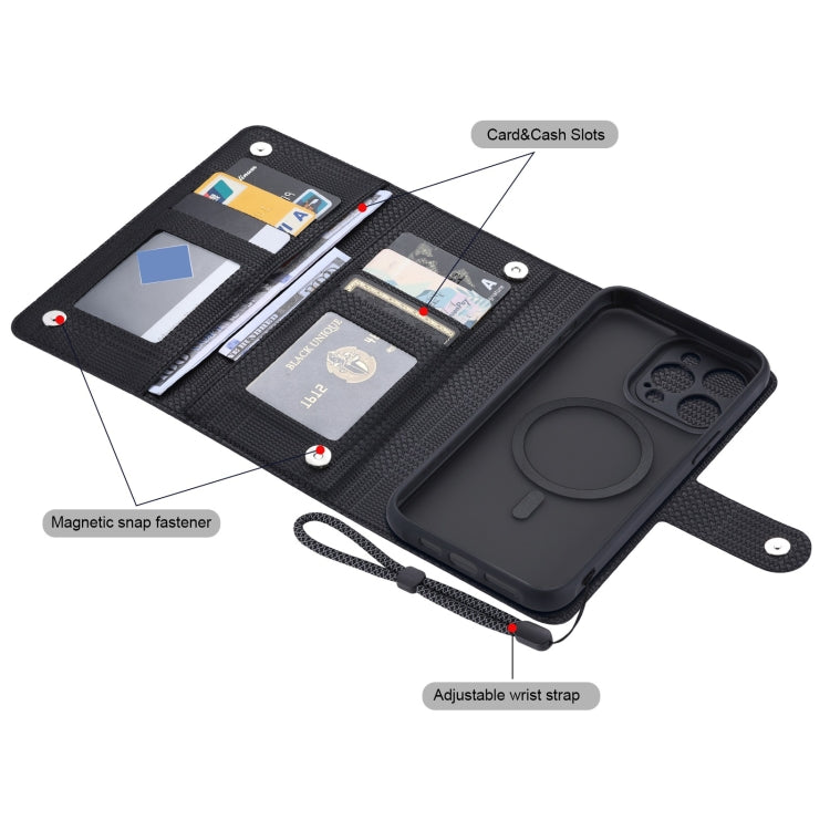 For iPhone 12 Pro Max ViLi GHA Series Shockproof MagSafe RFID Leather Attraction Horizontal Flip Phone Case(Black)