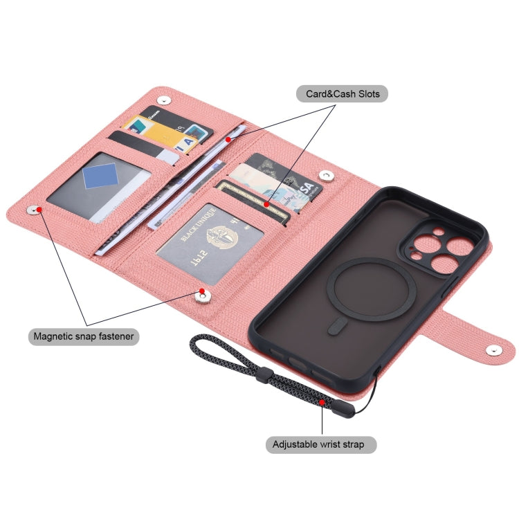 For iPhone 14 ViLi GHA Series Shockproof MagSafe RFID Leather Attraction Horizontal Flip Phone Case(Pink)