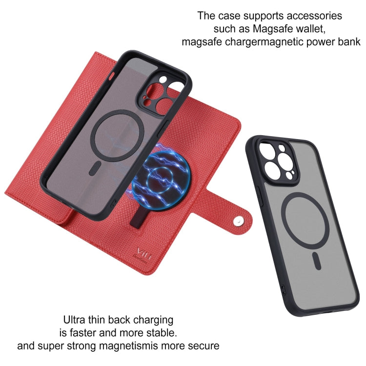 For iPhone 14 Plus ViLi GHA Series Shockproof MagSafe RFID Leather Attraction Horizontal Flip Phone Case(Red)