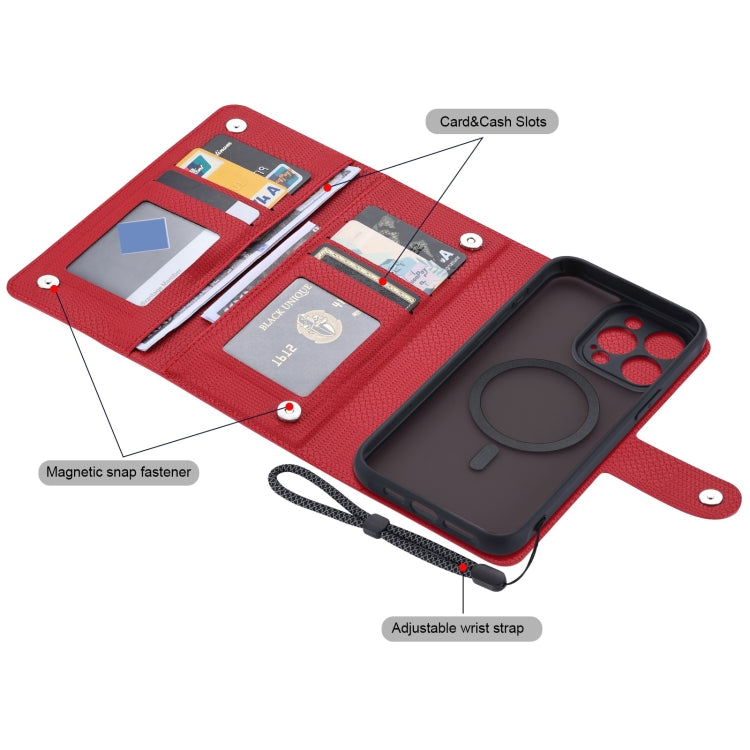 For iPhone 14 Plus ViLi GHA Series Shockproof MagSafe RFID Leather Attraction Horizontal Flip Phone Case(Red)