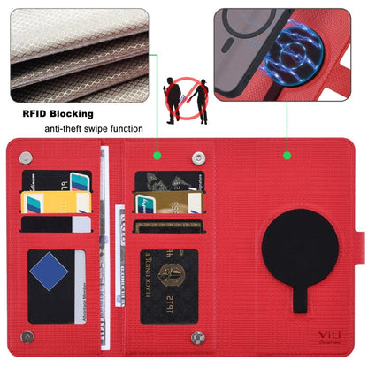 For iPhone 14 Plus ViLi GHA Series Shockproof MagSafe RFID Leather Attraction Horizontal Flip Phone Case(Red)