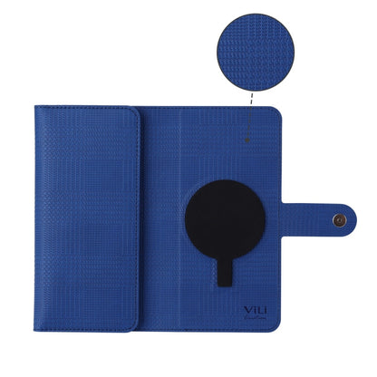For iPhone 14 Plus ViLi GHA Series Shockproof MagSafe RFID Leather Attraction Horizontal Flip Phone Case(Blue)