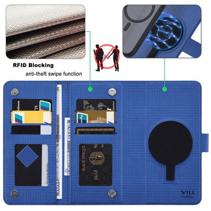 For iPhone 14 Plus ViLi GHA Series Shockproof MagSafe RFID Leather Attraction Horizontal Flip Phone Case(Blue)