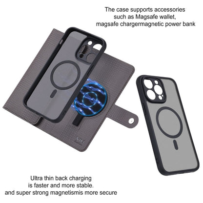 For iPhone 15 Plus ViLi GHA Series Shockproof MagSafe RFID Leather Attraction Horizontal Flip Phone Case(Grey)